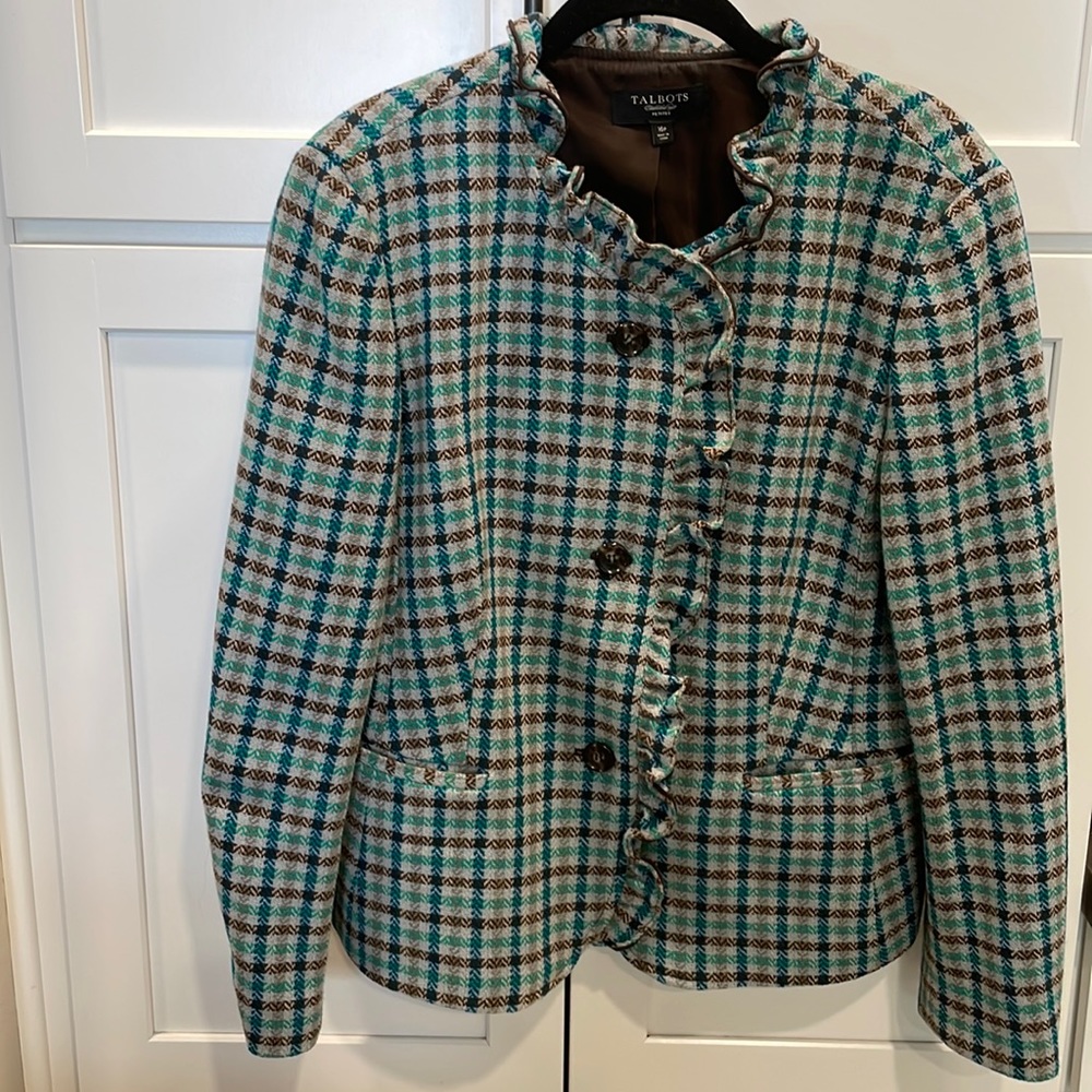 Talbot 16 P Jacket Blazer Womens Plaid Ruffle